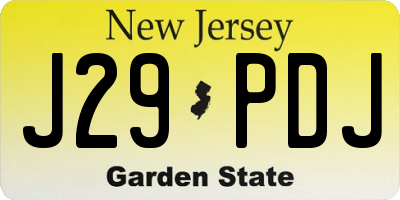 NJ license plate J29PDJ