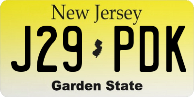 NJ license plate J29PDK