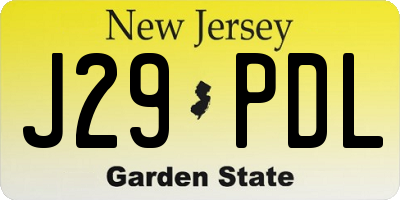 NJ license plate J29PDL