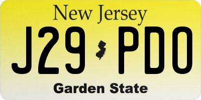 NJ license plate J29PDO