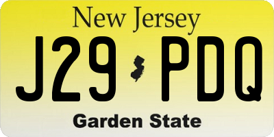 NJ license plate J29PDQ