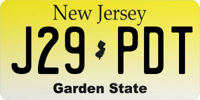 NJ license plate J29PDT