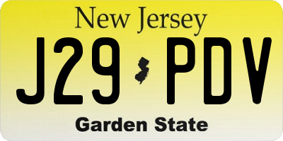 NJ license plate J29PDV