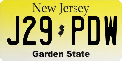 NJ license plate J29PDW