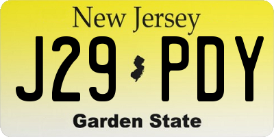 NJ license plate J29PDY