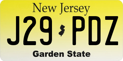 NJ license plate J29PDZ