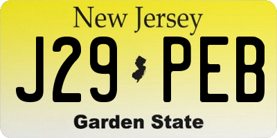 NJ license plate J29PEB
