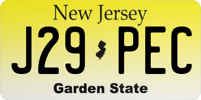 NJ license plate J29PEC