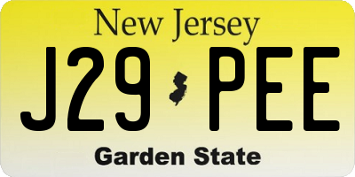 NJ license plate J29PEE