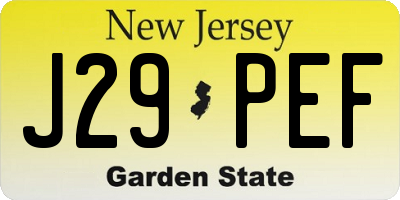 NJ license plate J29PEF
