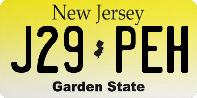NJ license plate J29PEH