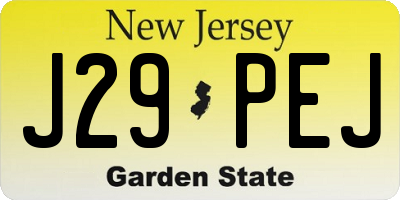NJ license plate J29PEJ