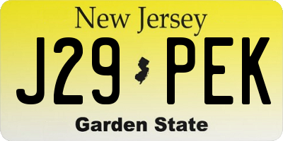 NJ license plate J29PEK