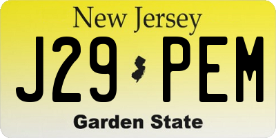 NJ license plate J29PEM