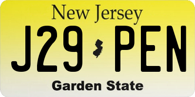 NJ license plate J29PEN