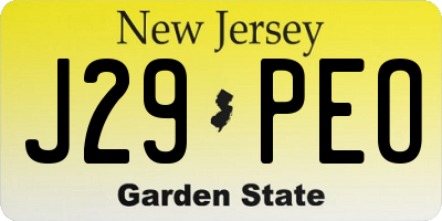 NJ license plate J29PEO
