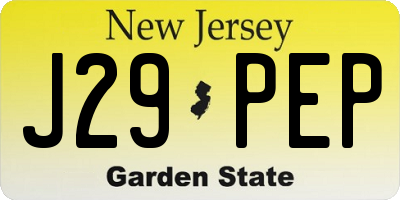NJ license plate J29PEP