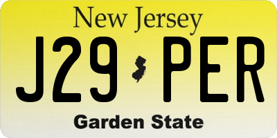 NJ license plate J29PER