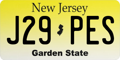 NJ license plate J29PES
