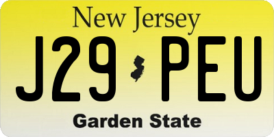 NJ license plate J29PEU