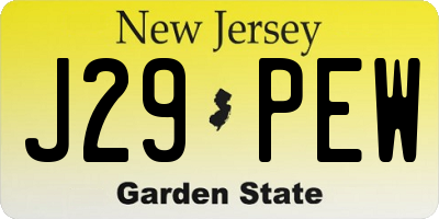 NJ license plate J29PEW