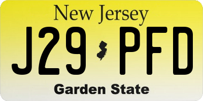 NJ license plate J29PFD