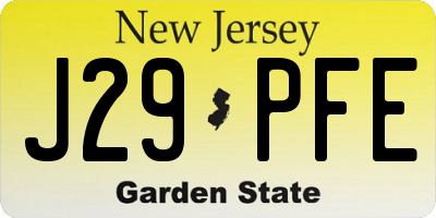 NJ license plate J29PFE