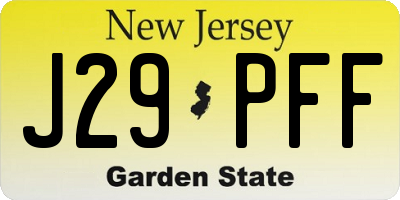 NJ license plate J29PFF