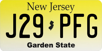 NJ license plate J29PFG