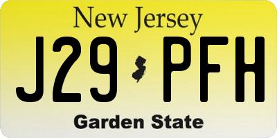 NJ license plate J29PFH