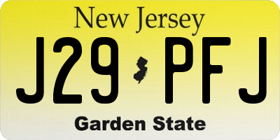 NJ license plate J29PFJ