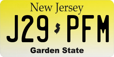 NJ license plate J29PFM