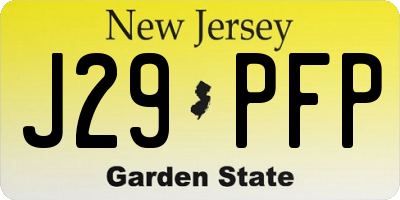NJ license plate J29PFP