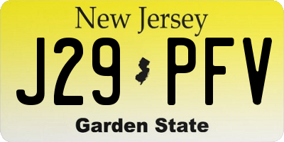 NJ license plate J29PFV