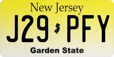 NJ license plate J29PFY