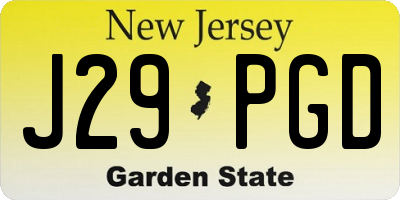 NJ license plate J29PGD
