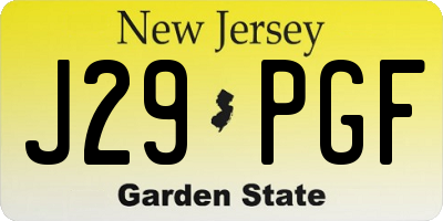 NJ license plate J29PGF