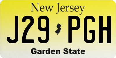 NJ license plate J29PGH
