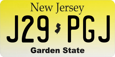 NJ license plate J29PGJ