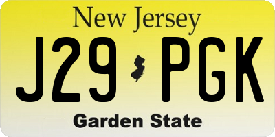 NJ license plate J29PGK