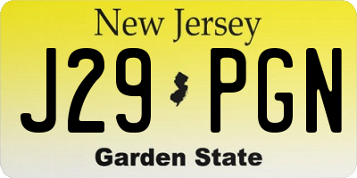 NJ license plate J29PGN