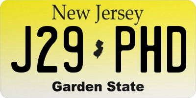 NJ license plate J29PHD