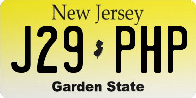 NJ license plate J29PHP