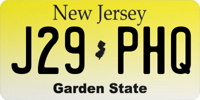 NJ license plate J29PHQ