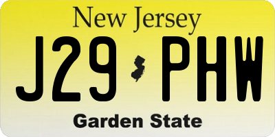 NJ license plate J29PHW