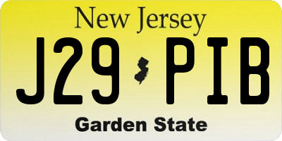 NJ license plate J29PIB
