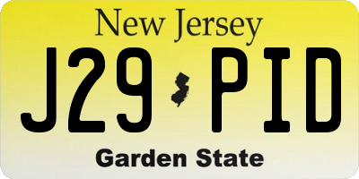 NJ license plate J29PID