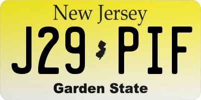 NJ license plate J29PIF