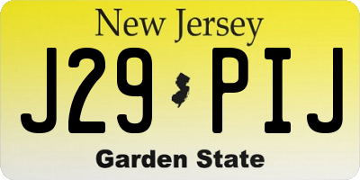 NJ license plate J29PIJ