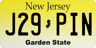 NJ license plate J29PIN